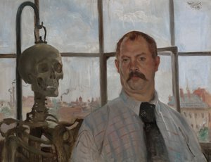 Selbstbildnis mit Skelett von Lovis Corinth