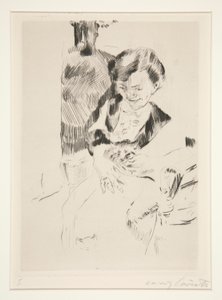 Frau mit einem Kätzchen von Lovis Corinth