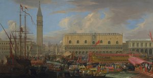 Der Bucintoro verlässt das Bacino di San Marco von Luca Carlevaris