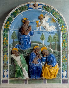 Christus am Ölberg. Keramik bemalt und glasiert von Luca della Robbia (15. Jahrhundert), Paris, Louvre