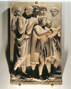 Laudate Eum in choro (Psalm 150, Laudate Dominum), Tafel mit singenden Kindern von Luca Della Robbia