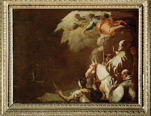 Papst Leo der Große trifft Attila den Hunnen Bozzetto von Luca Giordano