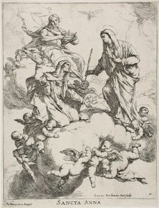 Die Heilige Anna wird von Christus und der Jungfrau Maria in den Himmel aufgenommen von Luca Giordano