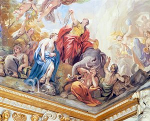 Mäßigung, Detail des Freskenzyklus im Spiegelsaal von Luca Giordano, Palazzo Medici Riccardi, Florenz von Luca Giordano