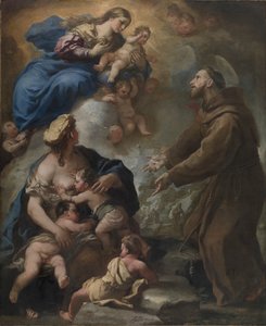 Die Jungfrau und das Kind erscheinen dem Heiligen Franz von Assisi, 1680er