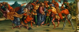 Gefangennahme Christi, Detail vom Predella der Beweinung Christi von Luca Signorelli