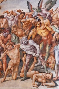 Verdammte in der Hölle (Detail mit Teufeln und Verdammten)