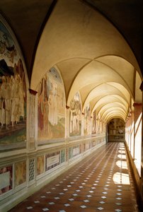 Innenansicht der Benediktinerabtei Monte Oliveto Maggiore in Siena von Luca Signorelli