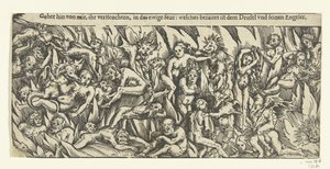 Hölle mit Dämonen und Verdammten im ewigen Feuer von Lucas Cranach