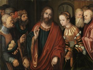 Christus und die Ehebrecherin von Lucas Cranach the Elder