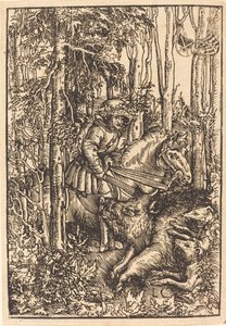 Jäger zu Pferd jagt einen Wildschwein von Lucas Cranach the Elder