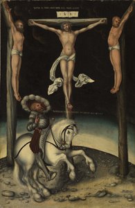Der Zenturio Longinus unter den Kreuzen Christi und der beiden Diebe, 1539 von Lucas Cranach the Elder