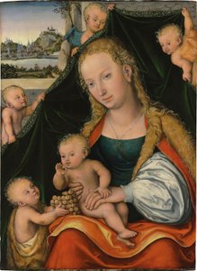 Madonna und Kind mit dem Johannesknaben und Engeln von Lucas Cranach the Younger