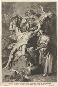 Hiob von Dämonen gequält und von seiner Frau misshandelt von Lucas Emil Vorsterman after Sir Peter Paul Rubens