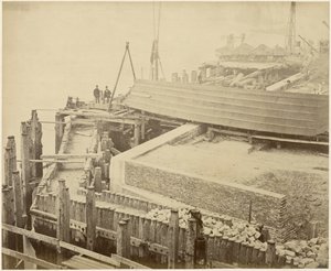 Bau des erweiterten Limehouse-Beckens, London, Mai 1869 von Lucas and Tuck