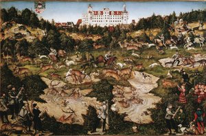 Jagd zu Ehren von Karl V. auf Schloss Torgau von Lucas the Elder Cranach
