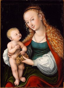 Die Jungfrau und das Kind mit einer Traube von Lucas the Elder Cranach