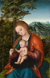 Madonna mit Kind in einer Landschaft, ca. 1518 (Öl auf Holz) von Lucas the Elder Cranach