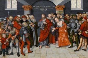 Christus und die Ehebrecherin von Lucas the Younger Cranach
