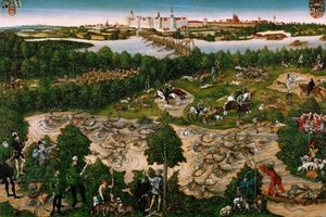 Jagd zu Ehren von Kaiser Karl V. in der Nähe von Schloss Hartenfels, Torgau von Lucas the Younger Cranach