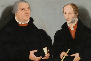 Martin Luther (1483-1546) und Philipp Melanchthon (1497-1560) von Lucas the Younger Cranach