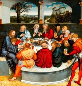Das letzte Abendmahl (mit Luther unter den Aposteln) von Lucas the Younger Cranach