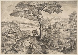 Ruhende Soldaten Milites Requiescentes aus Die großen Landschaften, ca. 1555-56 von Lucas van Doetecum