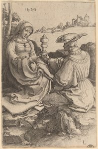 Ein Edelmann und eine Dame in einer Landschaft von Lucas van Leyden