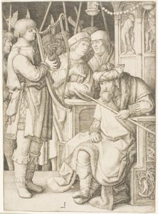 David spielt die Harfe vor Saul von Lucas van Leyden