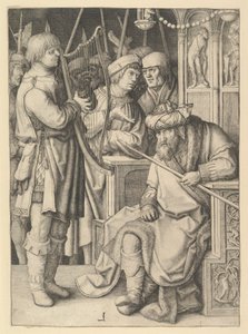 David spielt die Harfe vor Saul von Lucas van Leyden