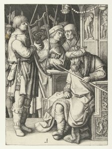 David spielt Harfe für Saul von Lucas van Leyden
