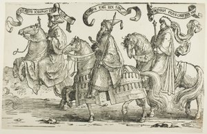 Jehoram, Uzziah, Jotham, Tafel drei, aus Die zwölf Könige Israels von Lucas van Leyden
