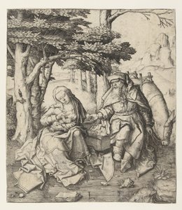 Ruhe auf der Flucht nach Ägypten von Lucas van Leyden
