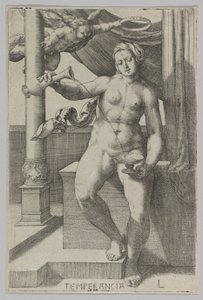 Mäßigkeit, aus der Serie Die Tugenden, 1530 von Lucas van Leyden