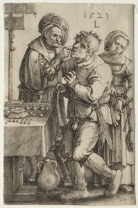 Der Zahnarzt, 1523 von Lucas van Leyden