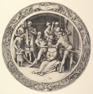 Die Verspottung Christi, aus der Kreisförmigen Passion von Lucas van Leyden