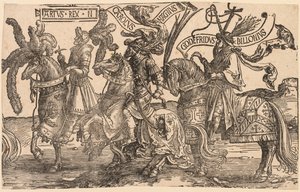 Die neun Helden: Arthur, Karl der Große (Charlemagne), Gottfried von Bouillon