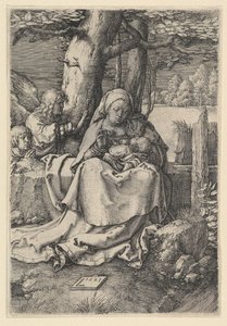 Die Jungfrau und das Kind mit zwei Engeln, 1523 von Lucas van Leyden