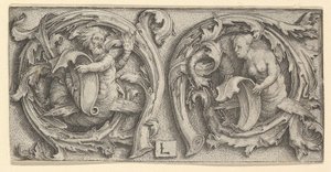 Triton und Sirene in Ranken, ca. 1510 von Lucas van Leyden