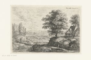 Landschaft mit einem Mann mit einem Stab von Lucas van Uden
