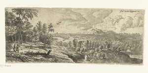Landschaft mit Männern, die Stöcke tragen (Breite Landschaften) von Lucas van Uden