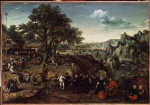 Landschaft mit einem Dorffest von Lucas van Valckenborch