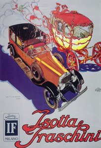 Plakatwerbung für Isotta Faschini Autos von Luciano Achille Mauzan
