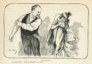 Illustration in Le Rire, 01/02/13 - Bei der Arbeit - Medizin, Präsident der Republik, Verfassung, Vergewaltigung - Poincaré Raymond - Körperliche Deformationen (Gravur) von Lucien Metivet