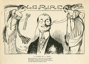 Illustration in Le Rire, 23/03/12 - die Frage des Bartes (Gravur) von Lucien Metivet