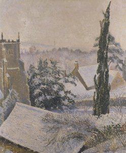 East Knoyle Kirche: Schnee, 1917 von Lucien Pissarro