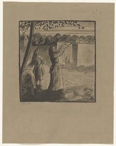 Das Aufhängen der Wäsche von Lucien Pissarro