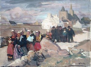 Bretonische Männer und Frauen, ca. 1909