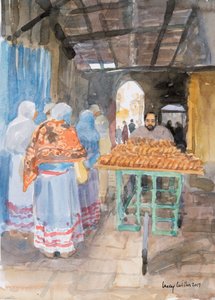 Bagelverkäufer in der Altstadt, Jerusalem von Lucy Willis