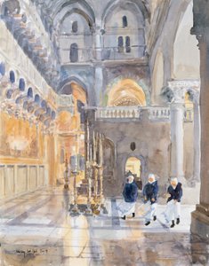 Novizen in der Kirche des Heiligen Grabes, Jerusalem von Lucy Willis